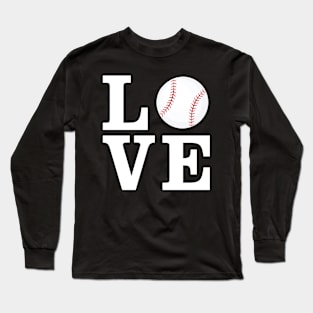 Love Baseball in White Long Sleeve T-Shirt